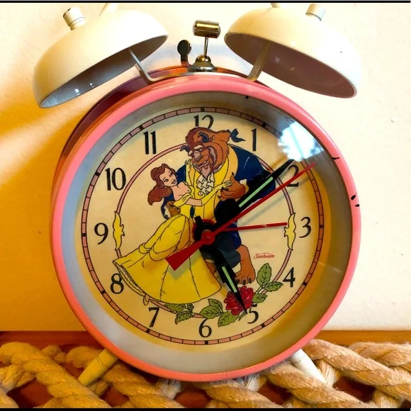 Vintage 1990’s Disney Sunbeam Kids Beauty & the Beast Wind Up Alarm Clock - Picture 6 of 7